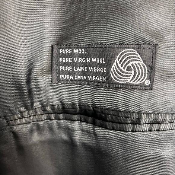 Franco Tassi Wool Double Breasted Navy Blue Pinstripe Jacket 35R Career Flawed - Picture 9 of 12